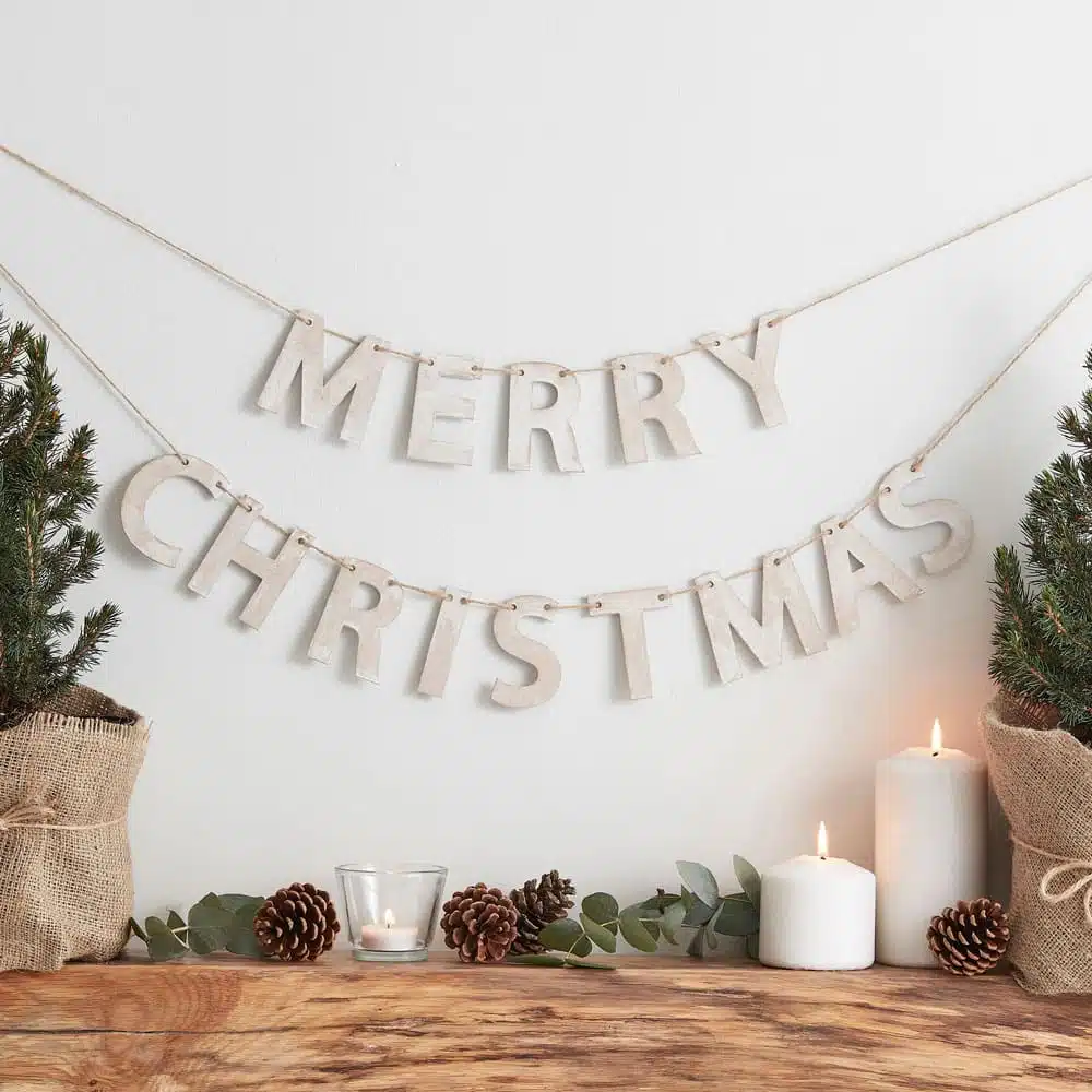 Merry Christmas banner av rustikk tre
