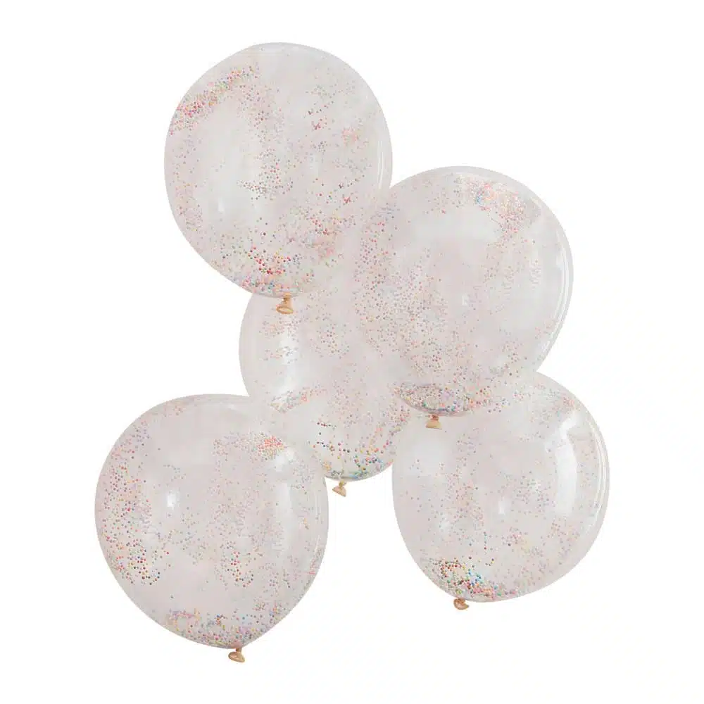 5 ballonger med regnbuefarget perlekonfetti - Bilde 3