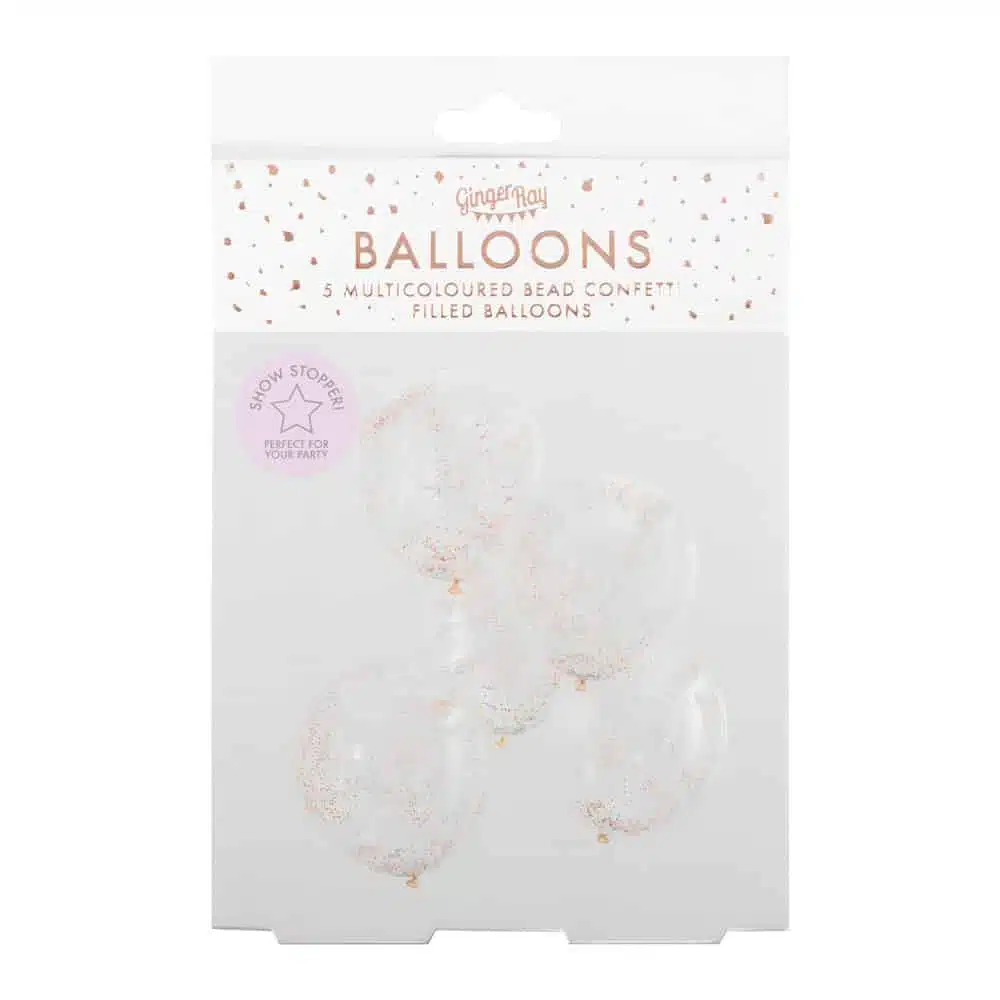 5 ballonger med regnbuefarget perlekonfetti - Bilde 4