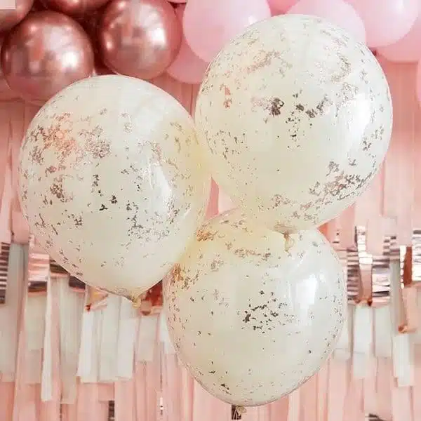 Konfetti Ballonger i gull og kremfarger - Bilde 2