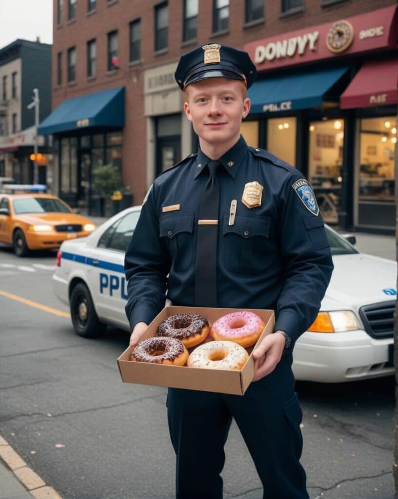 Fotobaren-AI-photo-booth-våre-ansatte-donut_police
