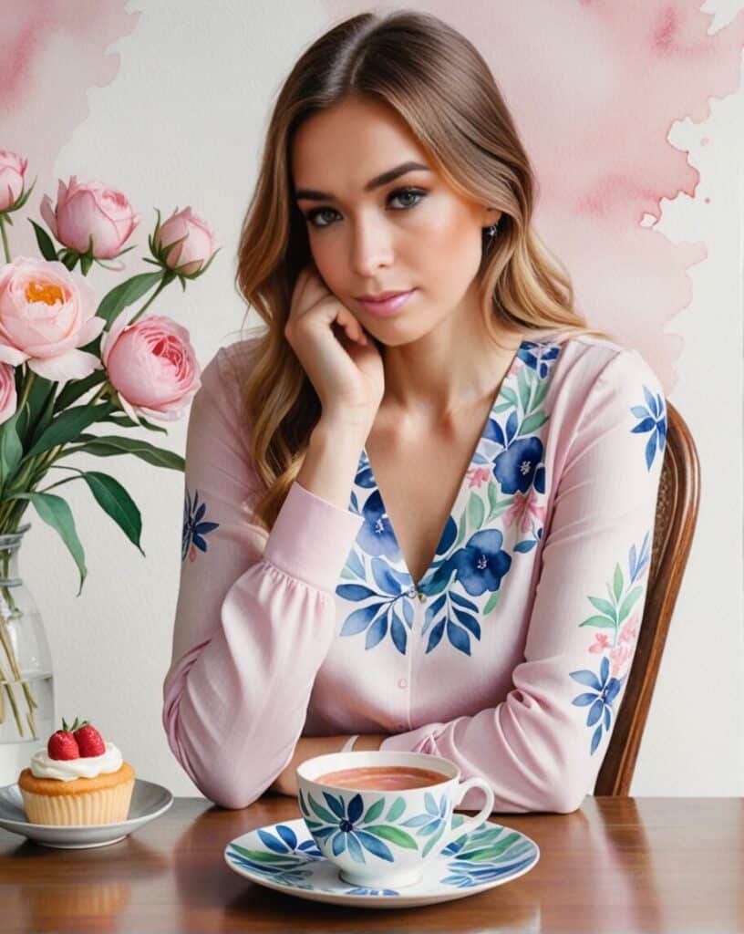 Fotobaren-AI-photo-booth-våre-ansatte-watercolor_-_cake