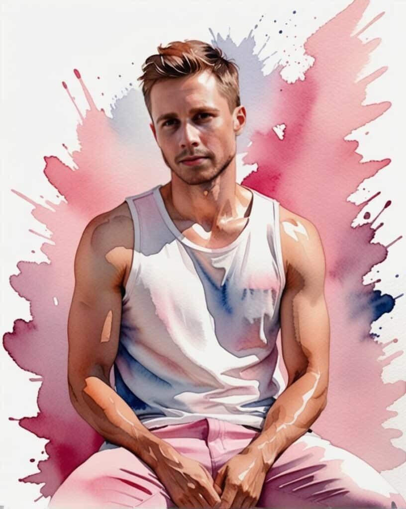 Fotobaren-AI-photo-booth-våre-ansatte-watercolor_-_pink